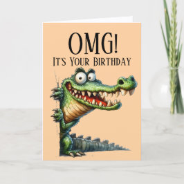 Festividades Cartão de Aniversário Tema de Crocodilo Engraçado