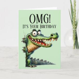 Festividades Cartão de Aniversário Tema de Crocodilo Engraçado