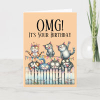 Cartão de Aniversário Tema Gatinho Fofo