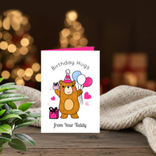 Festividades Cartão de Aniversário Urso de Pelúcia com Balões