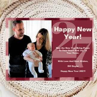 Festividades Cartão de Ano Novo 2027 com Foto da Família em Xad