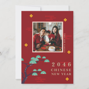 Festividades Cartão de Ano Novo Chinês Lunar Saudação de Foto d