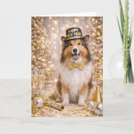 Festividades Cartão de Ano Novo Collie - Feliz Ano Novo Cachorr