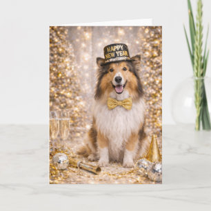 Festividades Cartão de Ano Novo Collie - Feliz Ano Novo Cachorr