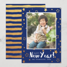 Festividades Cartão de Ano Novo com Foto Brilhante