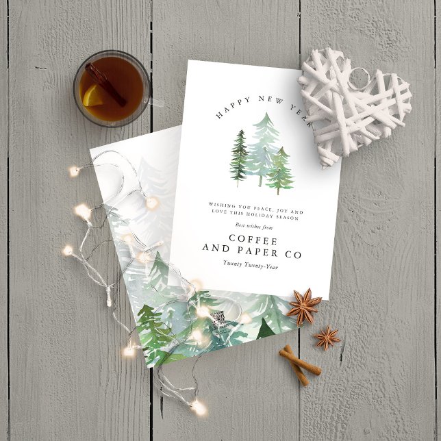 Festividades Cartão de Ano Novo da Floresta de Aquarela (Criador carregado)