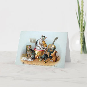 Festividades Cartão de Ano Novo de Gatos Vitorianos