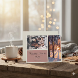 Festividades Cartão de Ano Novo Elegante Bonne Année 2026