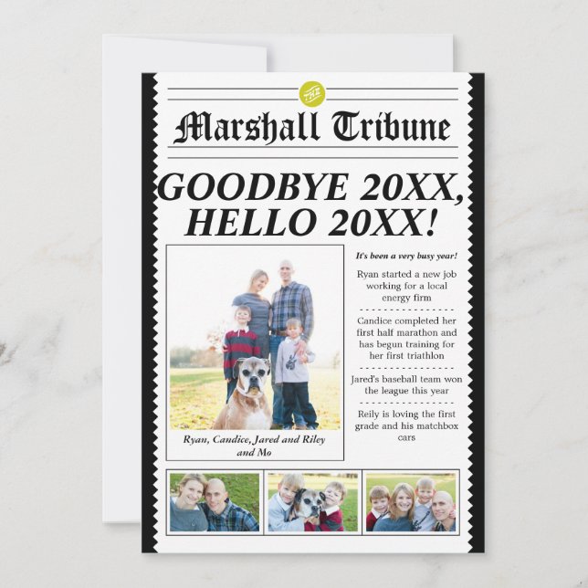 Festividades Cartão de Ano Novo Feriado do Tribuno da Família a (Frente)