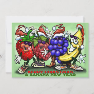 Festividades Cartão de Ano Novo para a Banana de Natal Berry