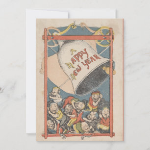 Festividades Cartão de Ano Novo Vintage Bell Feliz