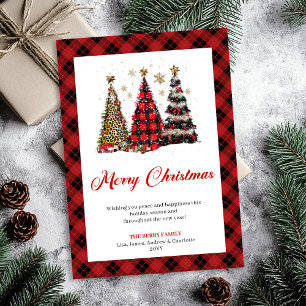 Festividades Cartão de Aquarela de Árvore de Natal com Estampa