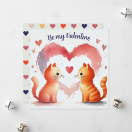 Festividades Cartão de Aquarela "Seja Meu Namorado" Gatos Laran
