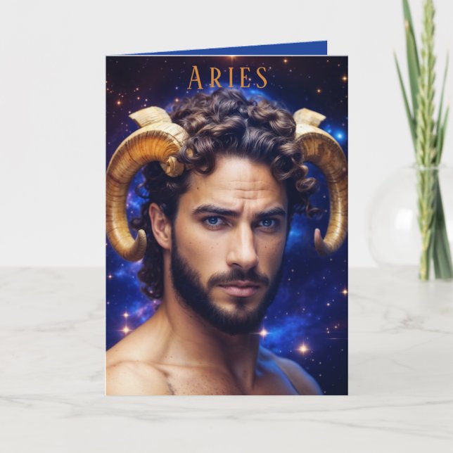 Festividades Cartão de Aries Masculino de Aniversário (Frente)