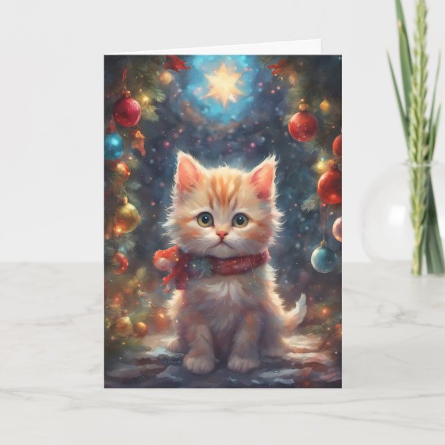 Festividades Cartão de Arte de Kitten de Natal precioso (Frente)