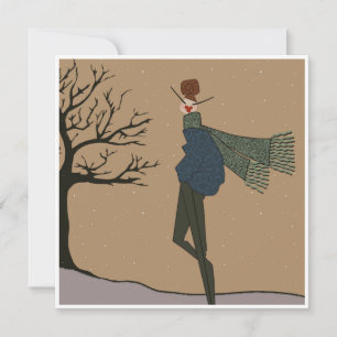 Festividades Cartão de Arte de Moda de Neve de Férias de Invern