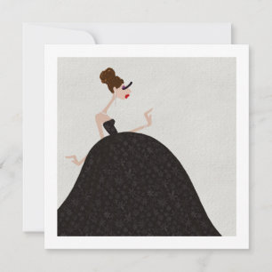 Festividades Cartão de Arte de Moda Glam com Vestido Preto de F