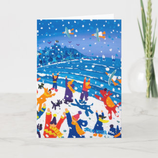 Festividades Cartão de Arte: Pulando para Flocos de Neve