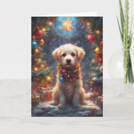 Festividades Cartão de Arte Puppy do Natal Labradoodle