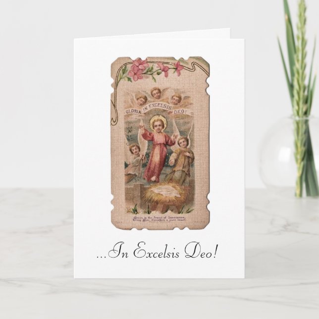 Festividades Cartão de Arte Vintage de Natal Excelsis (Frente)