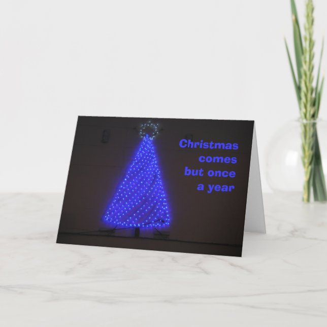 Festividades Cartão de árvore de Natal azul (Frente)