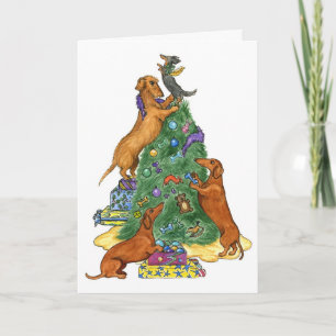 Festividades Cartão de Árvore de Natal Dachshund