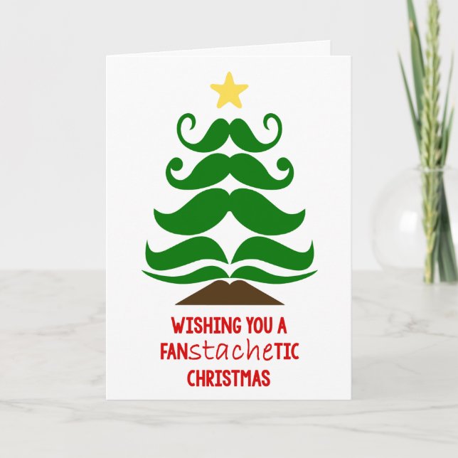 Festividades Cartão de árvore de Natal de bigode personalizado (Frente)