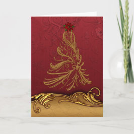 Festividades Cartão de Árvore de Natal Dourado personalizado