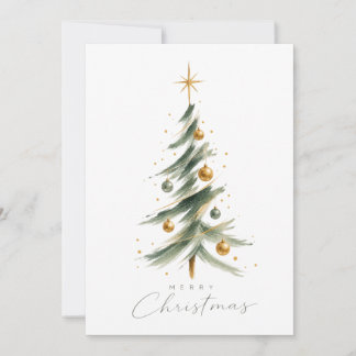 Festividades Cartão de árvore de Natal em aquarela moderna