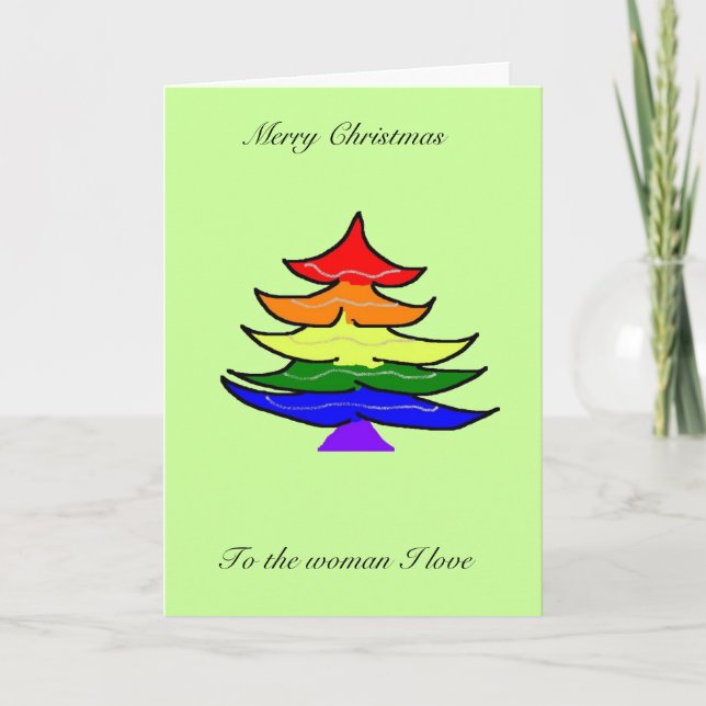 Festividades Cartão de árvore de Natal Rainbow (Frente)