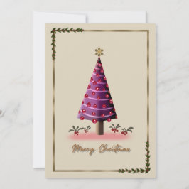 Festividades Cartão de Árvore de Natal Rosa Elegante - Festivo