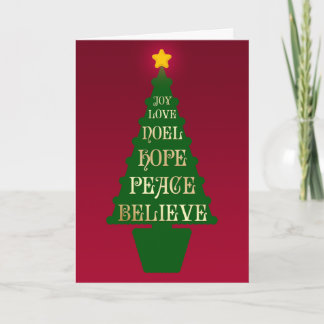 Festividades Cartão de Árvore de Natal Vermelho, Verde, Dourado