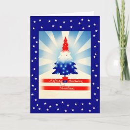 Festividades Cartão de Árvore Patriótico de Natal Americano fel