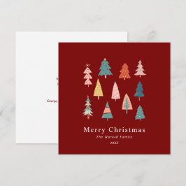 Festividades Cartão de Árvores de Natal Simples Red Modern Não