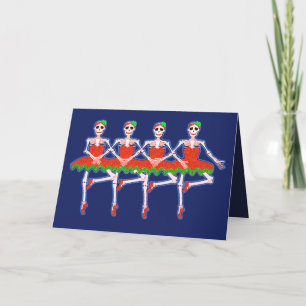 Festividades cartão de bailarinas de dança de esqueleto de nata