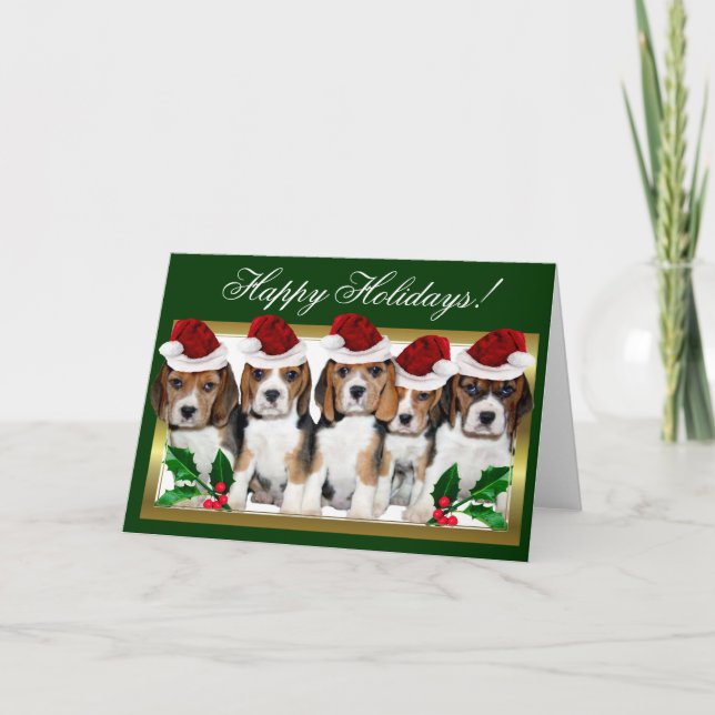 Festividades Cartão de Beagles de Natal Feliz Férias (Frente)