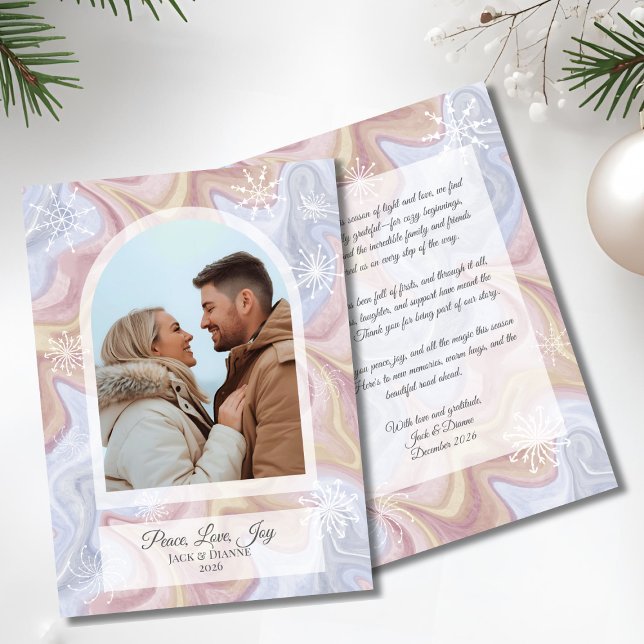 Festividades Cartão de Boas Festas Arco Boho Moderno Azul (Modern Arch Photo Holiday Card)
