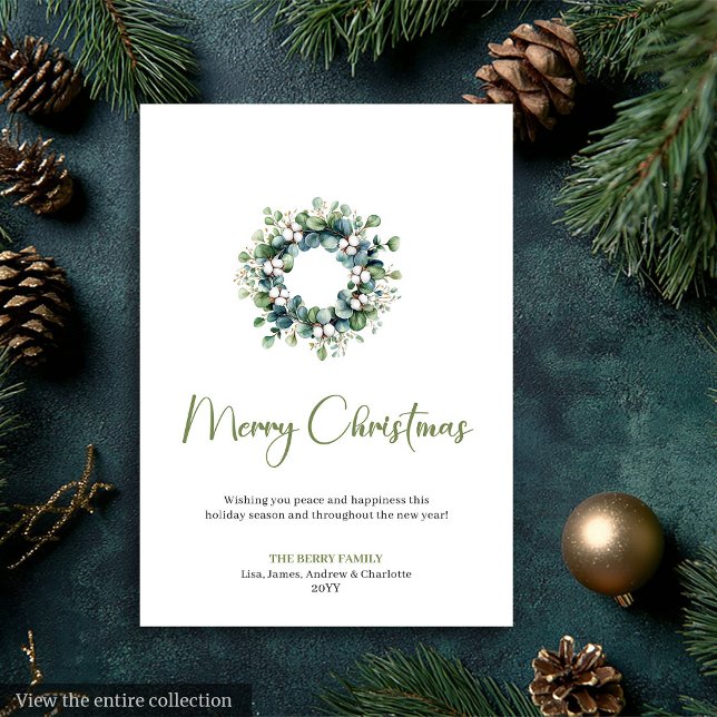 Festividades Cartão de Boas Festas Botânico Rústico Boho Simple (Simple Boho Botanical Rustic Xmas Greeting Card)