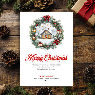 Festividades Cartão de Boas Festas Cena de Natal em Aquarela Ac