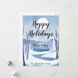 Festividades Cartão de Boas Festas com Aquarela de Paisagem de 