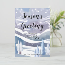 Festividades Cartão de Boas Festas com Aquarela de Paisagem Inv