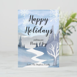 Festividades Cartão de Boas Festas com Aquarela de Paisagem Inv