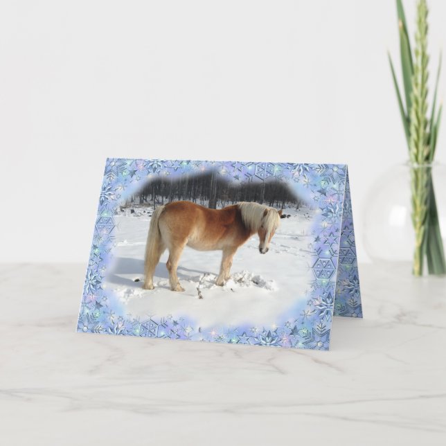 Festividades Cartão de Boas Festas com Cavalo Haflinger (Frente)
