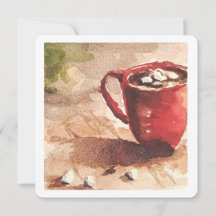 Cartão de Boas Festas com Chocolate Quente