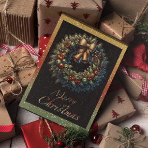 Festividades Cartão de Boas Festas com Coroa de Natal e Sininho