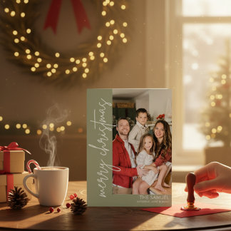 Festividades Cartão de Boas Festas com Foto da Família com Letr