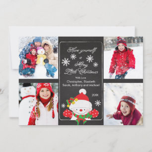 Festividades Cartão de Boas Festas com Foto de Boneco de Neve F