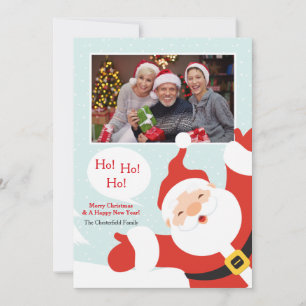 Festividades Cartão de Boas Festas com Foto do Papai Noel Ho Ho