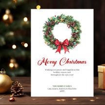 Cartão de Boas Festas com Grinalda de Natal em Aqu