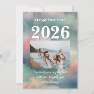 Festividades Cartão de Boas Festas de Ano Novo 2026 – Festivo E